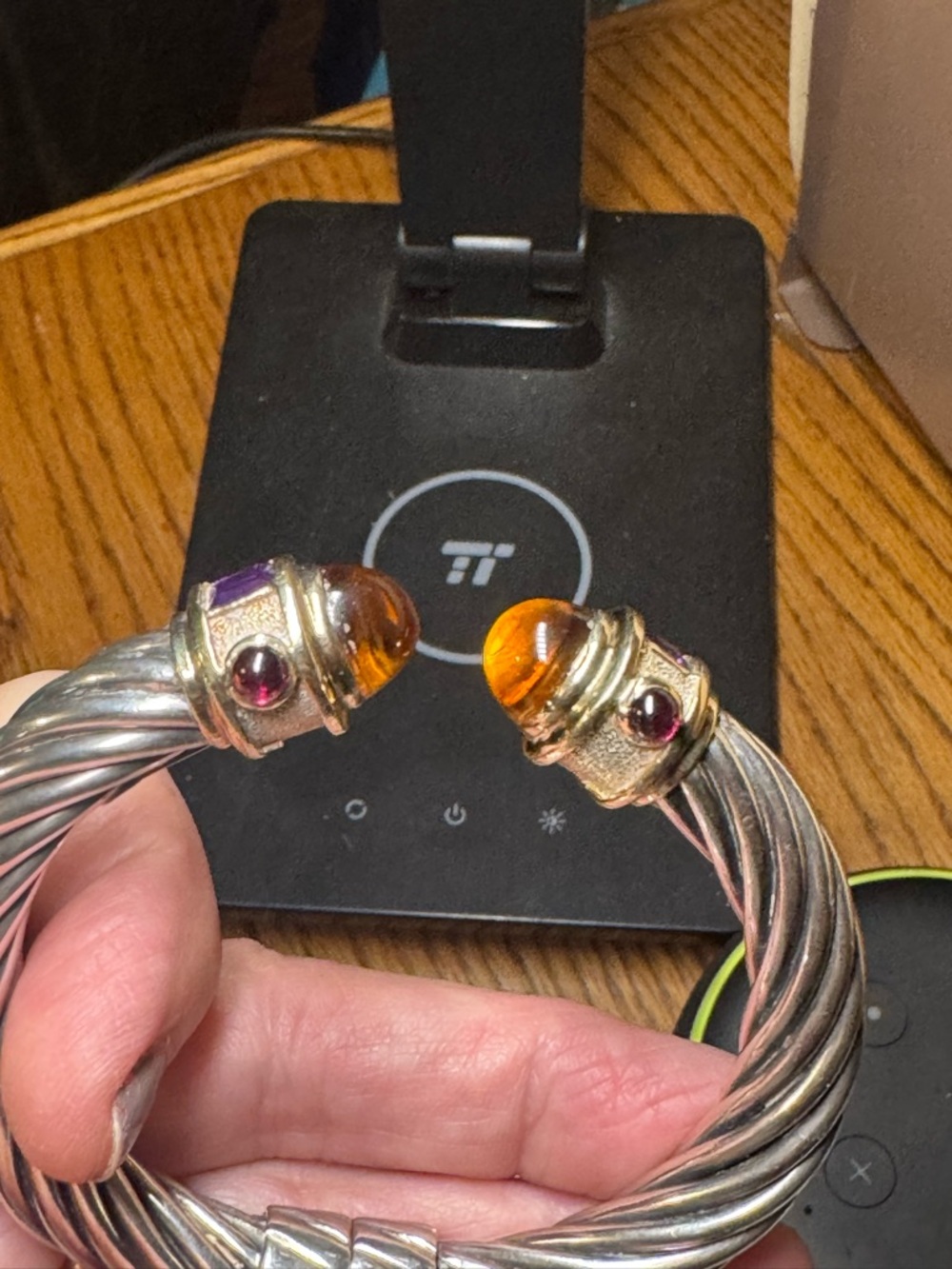 David Yurman 10mm Renaissance Cuff 14k SS Citrine amethyst, tourmaline, - Picture 3 of 8